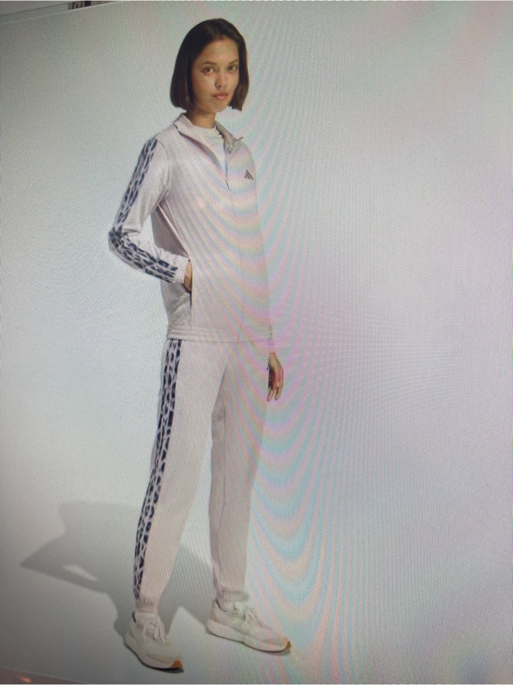 Addidas ice purpleFull-Zip Jacket with Leopard Stripe Sleeves with pants